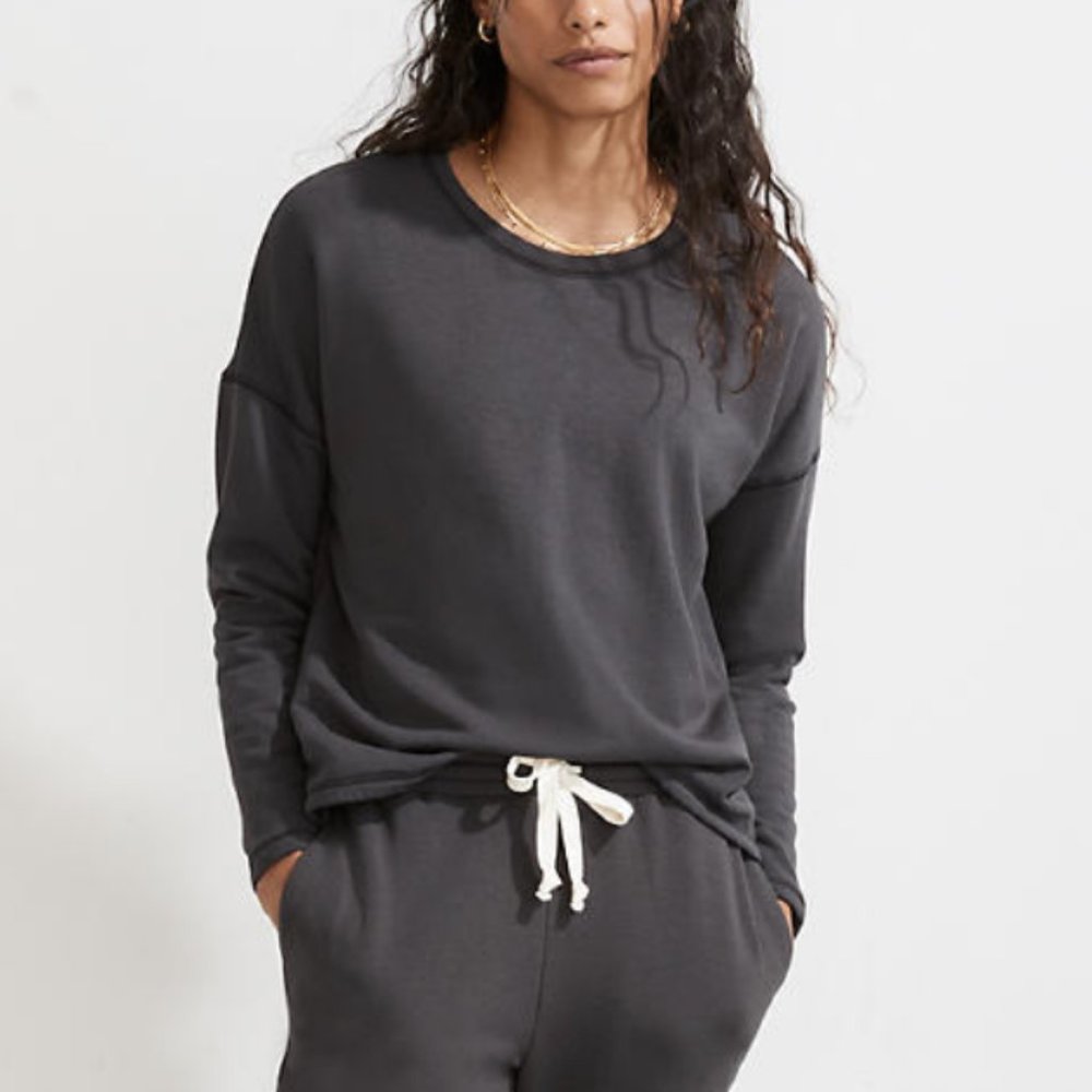 MADEWELL BLACK COAL MWL SUPERBRUSHED EASYGOING SWEATSHIRT